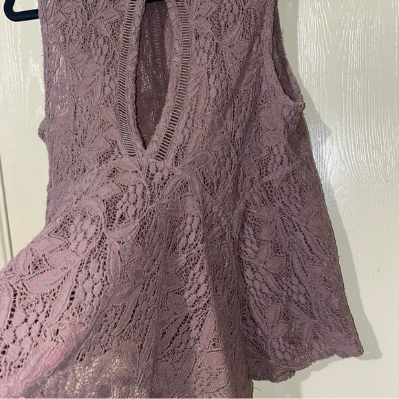 Free People dusty rose lace peplum top sz S - Picture 5 of 6